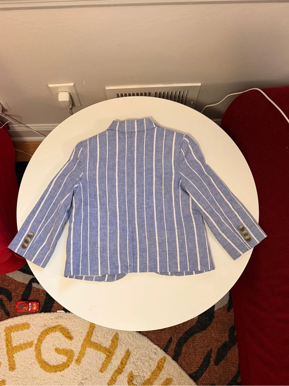 Janie and Jack Blue & White Striped cotton/linen Blazer 2T worn once